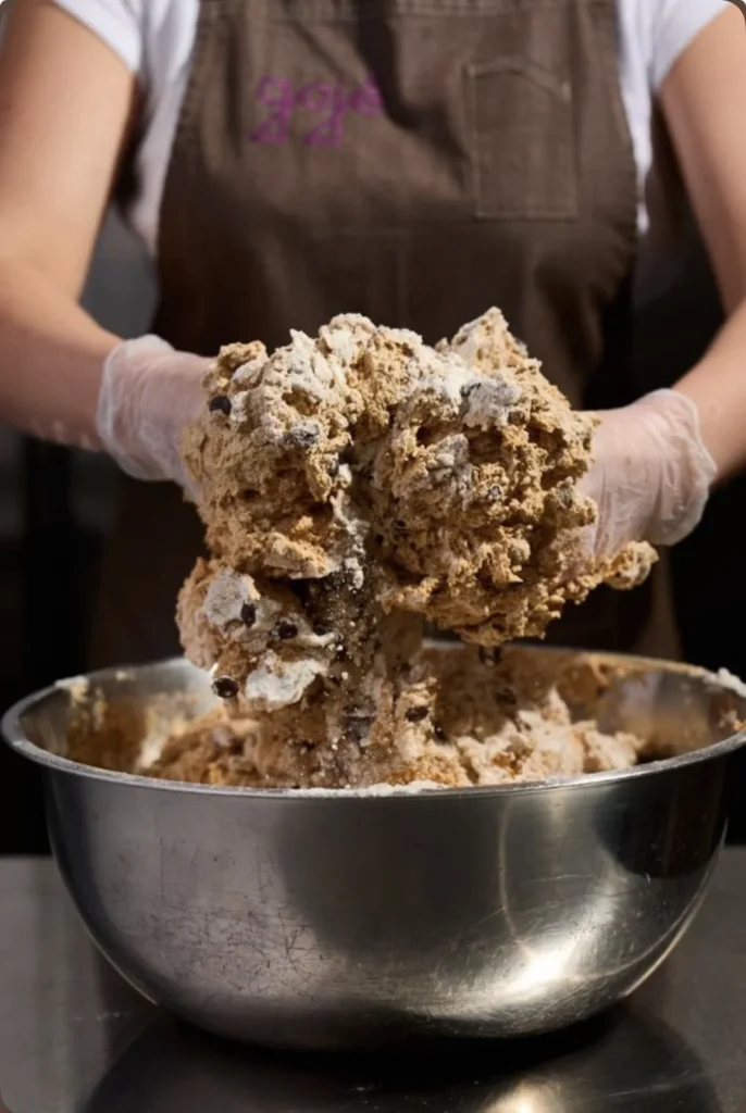 Pétrissage de la pâte à cookies