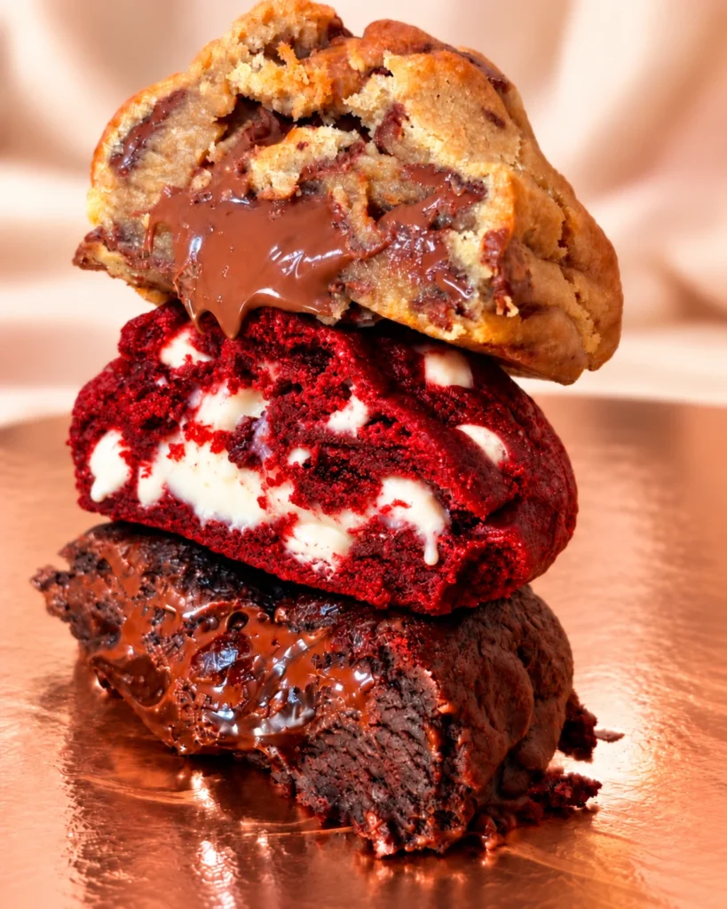 Trois cookies Cookies Paradise empilés au cœur fondant